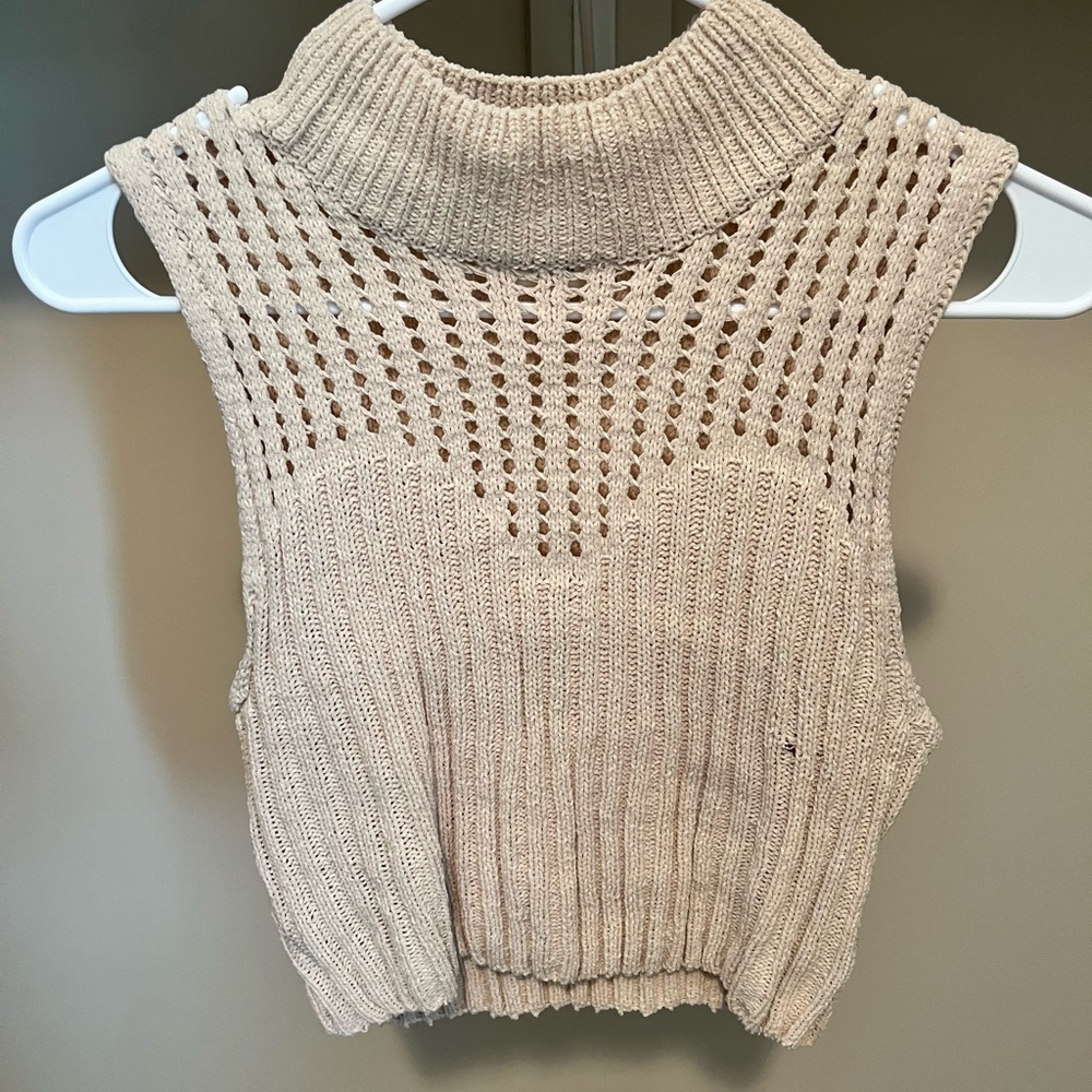 Entro Cream Cowl Neck Sweater with Intricate Knit